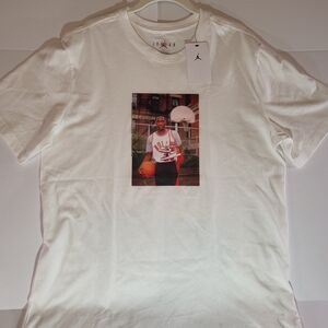 Nike White Tee with Basketball Photo Print